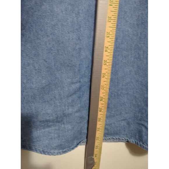 Vintage Capacity Woman Denim Button Down Shirt Blue Flower Embroidery Size 3XL - Picture 6 of 8